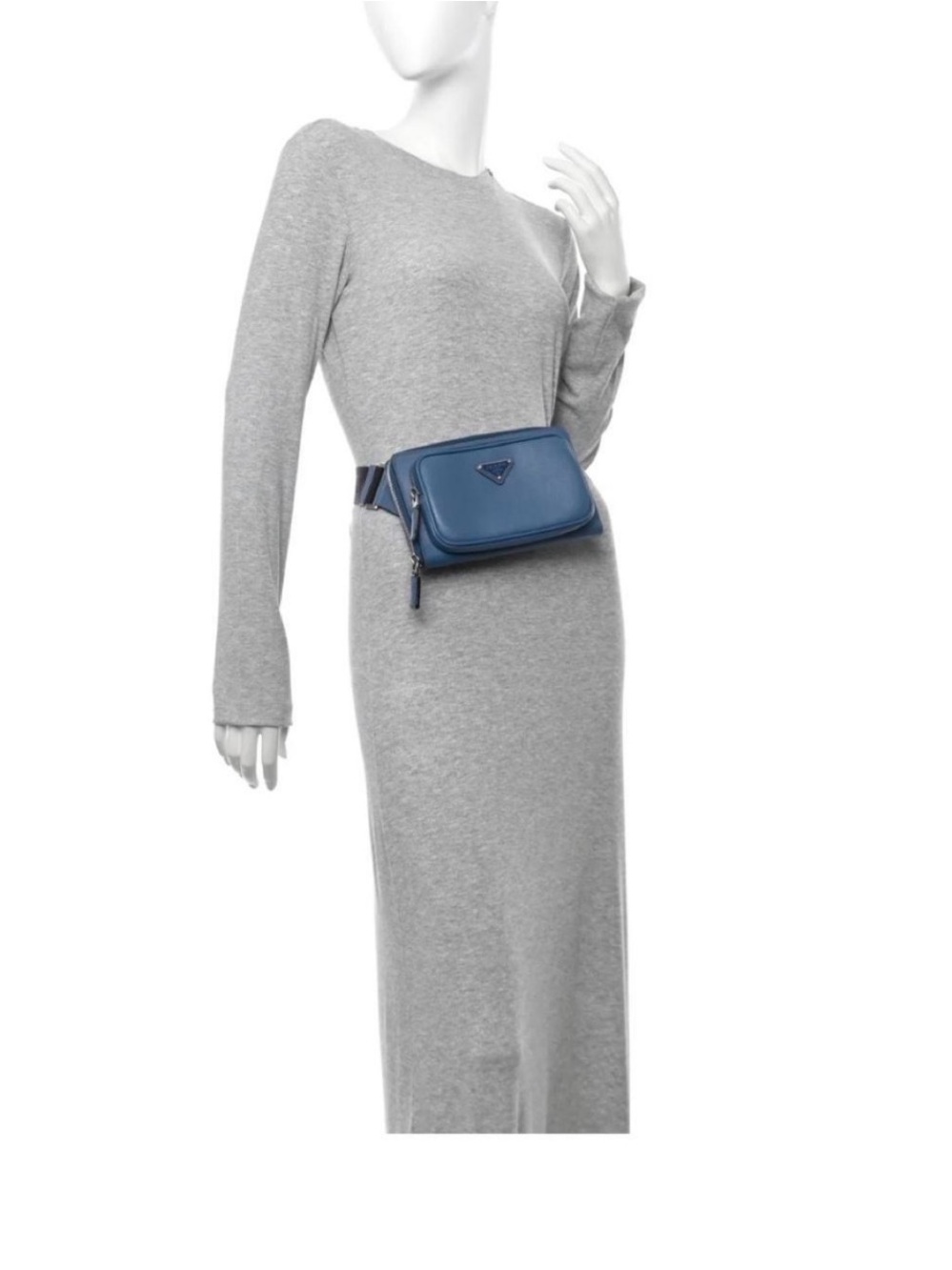 Prada Denim Blue Saffiano Leather Shoulder Bag